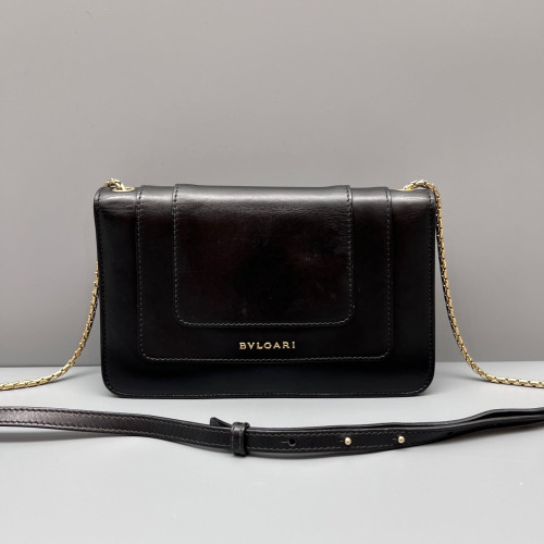 Bvlgari Medium Serpenti Forever Shoulder Bag Calfskin Black