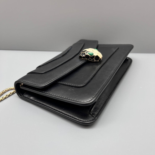 Bvlgari Medium Serpenti Forever Shoulder Bag Calfskin Black