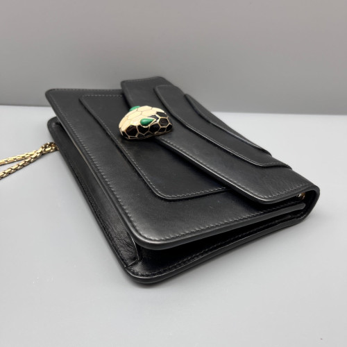 Bvlgari Medium Serpenti Forever Shoulder Bag Calfskin Black
