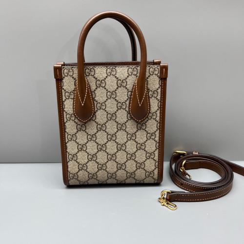 Gucci Mini Interlocking G Tote GG Supreme Monogram Brown Beige