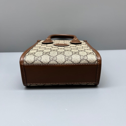 Gucci Mini Interlocking G Tote GG Supreme Monogram Brown Beige