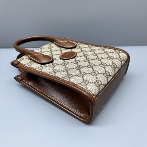 Gucci Mini Interlocking G Tote GG Supreme Monogram Brown Beige