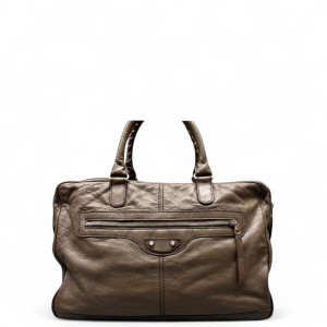 Balenciaga Studded Briefcase Arena Lambskin Brown