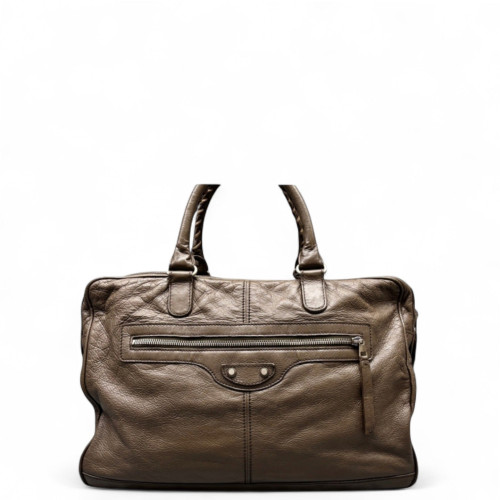 Balenciaga Studded Briefcase Arena Lambskin Brown