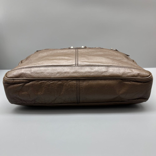 Balenciaga Studded Briefcase Arena Lambskin Brown