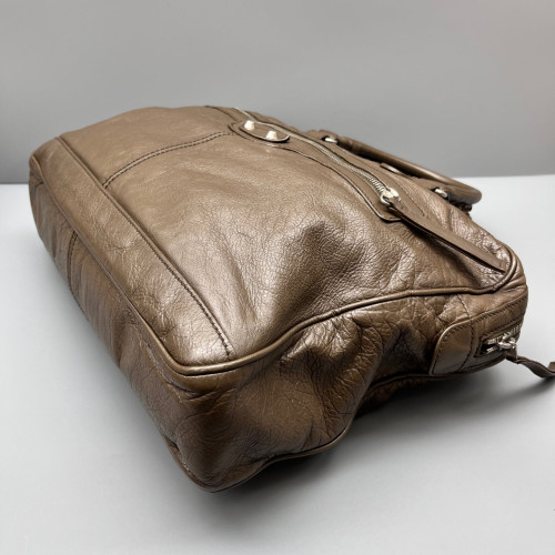 Balenciaga Studded Briefcase Arena Lambskin Brown