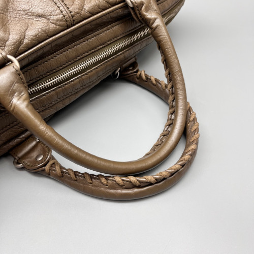 Balenciaga Studded Briefcase Arena Lambskin Brown