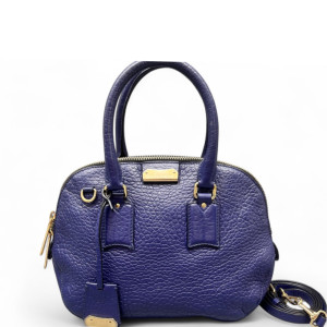 Burberry Small Orchard Bowling Bag Grained Calfskin Dark Blue