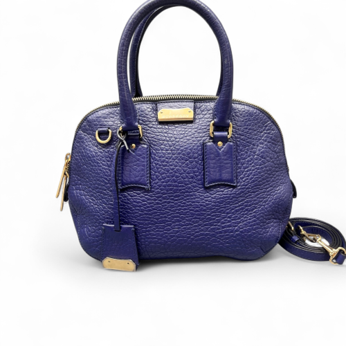 Burberry Small Orchard Bowling Bag Grained Calfskin Dark Blue