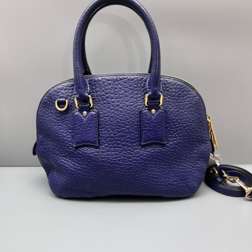 Burberry Small Orchard Bowling Bag Grained Calfskin Dark Blue