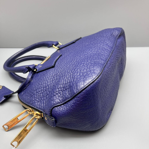 Burberry Small Orchard Bowling Bag Grained Calfskin Dark Blue
