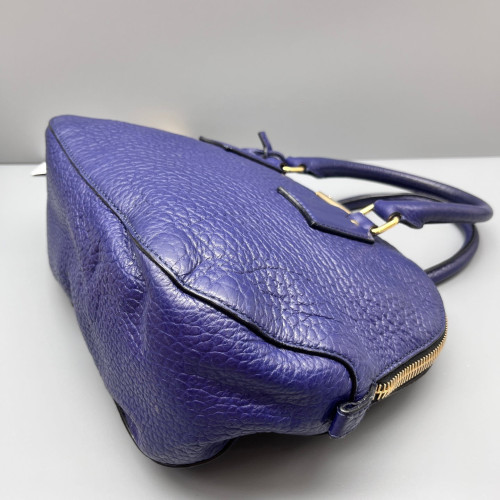 Burberry Small Orchard Bowling Bag Grained Calfskin Dark Blue