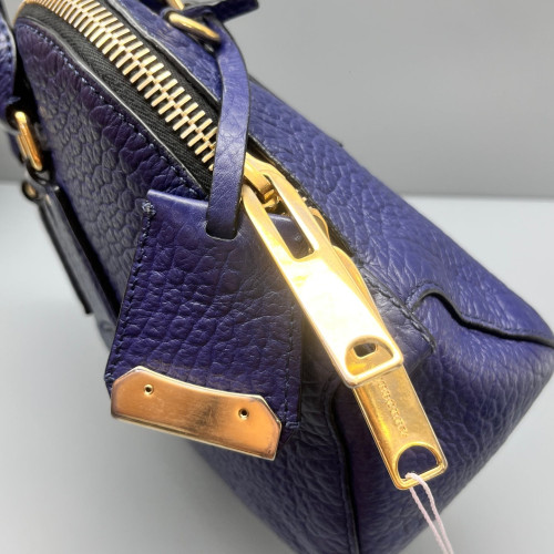 Burberry Small Orchard Bowling Bag Grained Calfskin Dark Blue