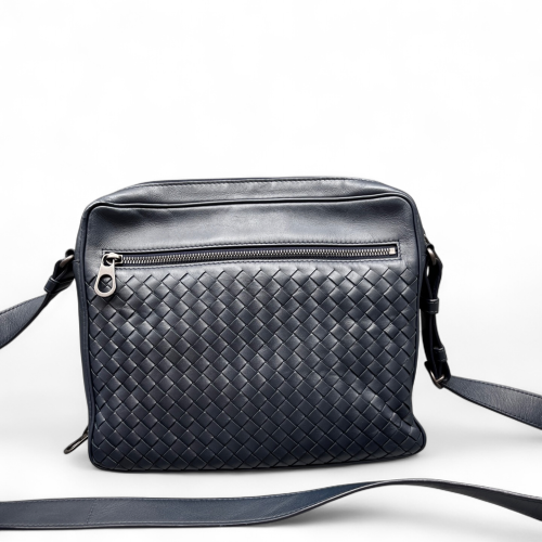 Bottega Veneta Messenger Calfskin Intrecciato Dark Blue