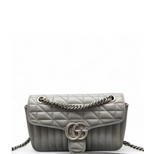 Gucci Matelasse Small GG Marmont Calfskin Grey