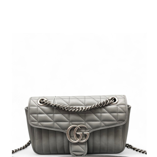 Gucci Matelasse Small GG Marmont Calfskin Grey