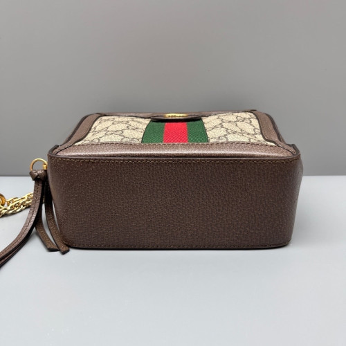Gucci Top Handle Web Ophidia Camera Case GG Supreme Monogram Brown Beige Green