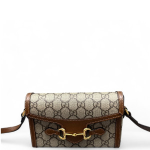 Gucci Mini Horsebit 1955 GG Supreme Monogram Brown Beige