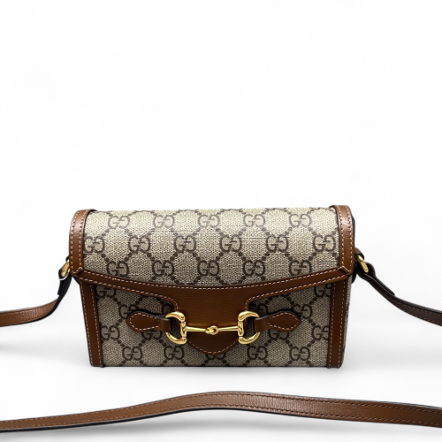Gucci Mini Horsebit 1955 GG Supreme Monogram Brown Beige