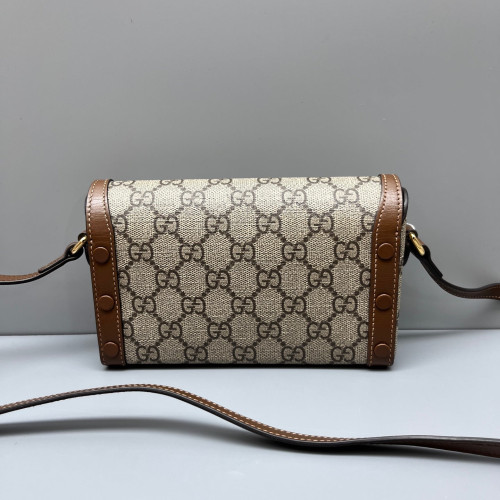 Gucci Mini Horsebit 1955 GG Supreme Monogram Brown Beige