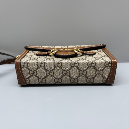Gucci Mini Horsebit 1955 GG Supreme Monogram Brown Beige
