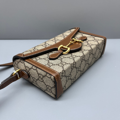 Gucci Mini Horsebit 1955 GG Supreme Monogram Brown Beige