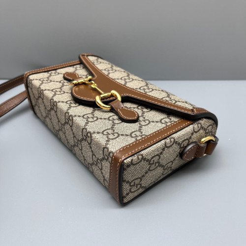 Gucci Mini Horsebit 1955 GG Supreme Monogram Brown Beige