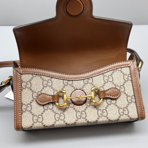 Gucci Mini Horsebit 1955 GG Supreme Monogram Brown Beige