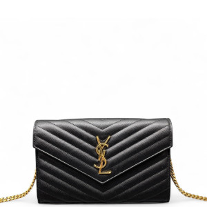 Yves Saint Laurent Envelope Wallet On Chain Caviar Black