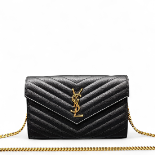 Yves Saint Laurent Envelope Wallet On Chain Caviar Black