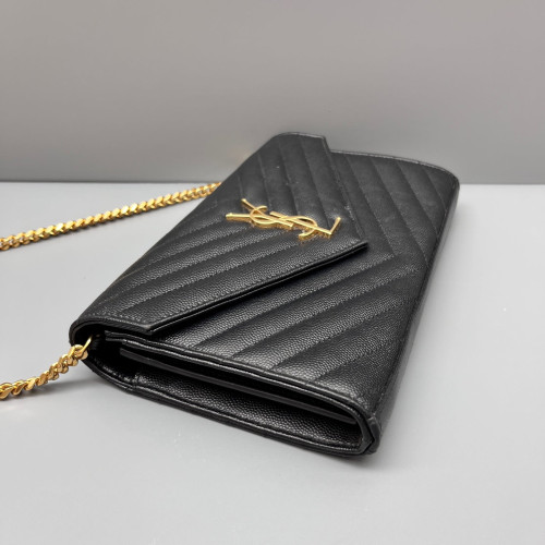 Yves Saint Laurent Envelope Wallet On Chain Caviar Black