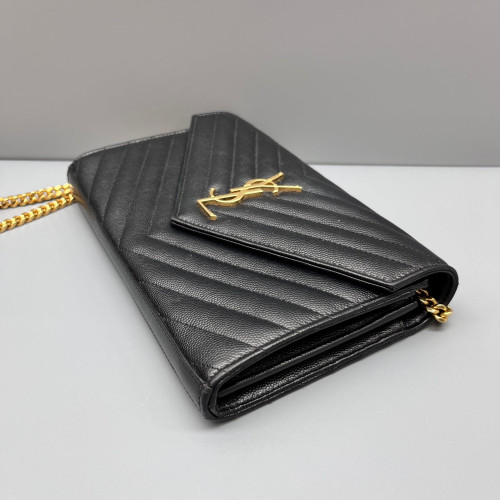 Yves Saint Laurent Envelope Wallet On Chain Caviar Black