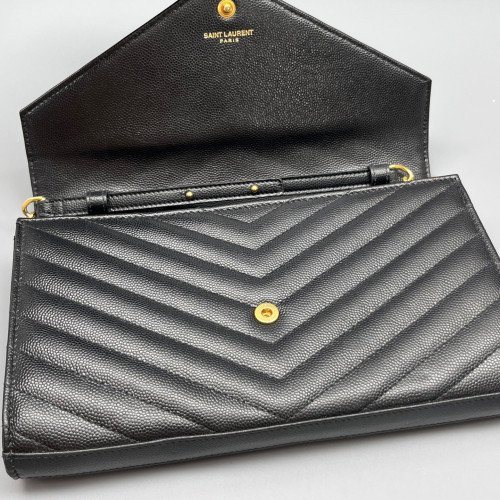 Yves Saint Laurent Envelope Wallet On Chain Caviar Black