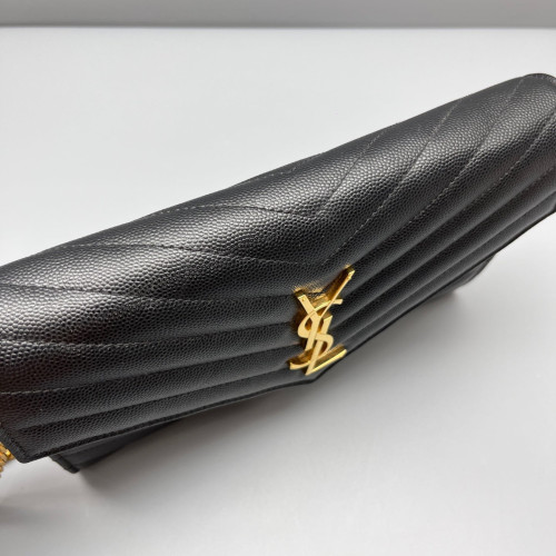Yves Saint Laurent Envelope Wallet On Chain Caviar Black