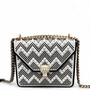Bvlgari Studded X Nicholas Kirkwood Serpenti Forever Crossbody Bag Calfskin White Black