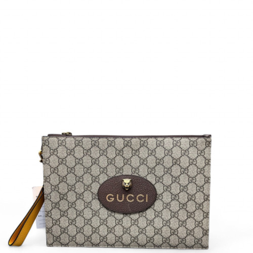 Gucci Clutch GG Supreme Monogram Beige Brown