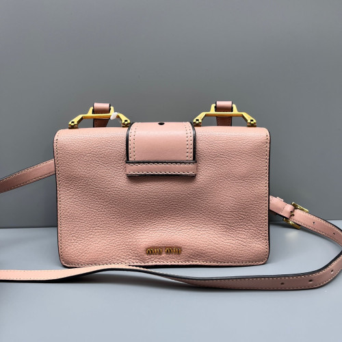 Miu Miu Crystal Crystal Embellished Madras Shoulder Calfskin Pink
