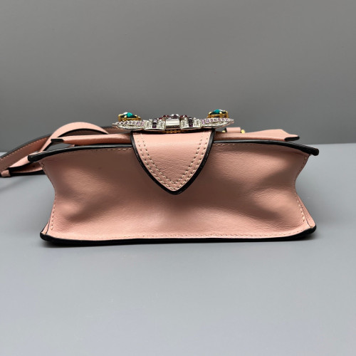Miu Miu Crystal Crystal Embellished Madras Shoulder Calfskin Pink