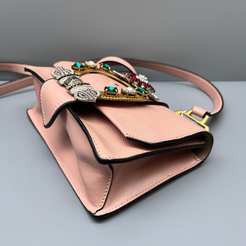 Miu Miu Crystal Crystal Embellished Madras Shoulder Calfskin Pink