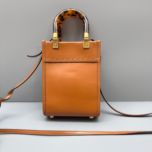 Fendi Mini Sunshine Shopper Tote Calfskin Tan