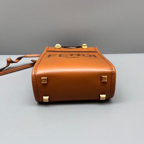 Fendi Mini Sunshine Shopper Tote Calfskin Tan