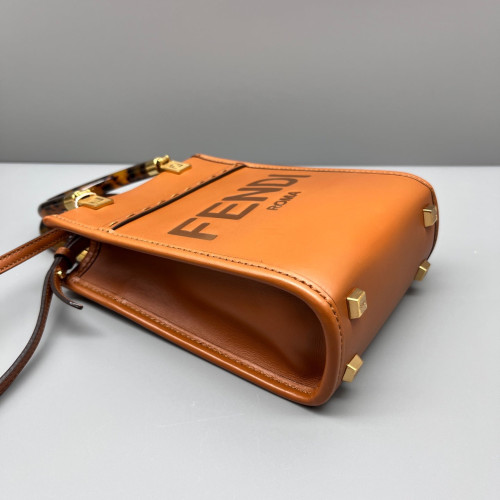 Fendi Mini Sunshine Shopper Tote Calfskin Tan