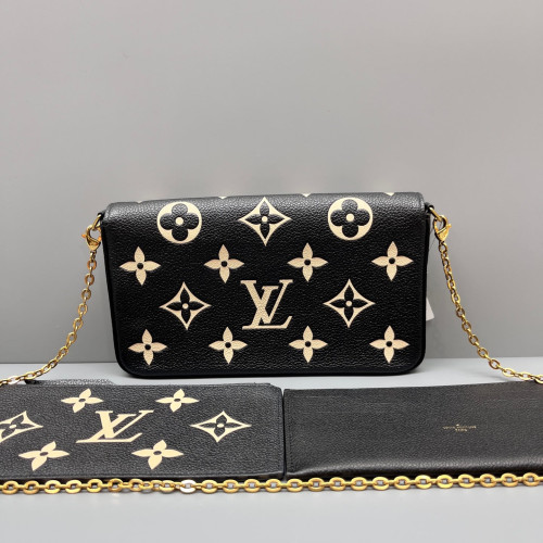 Louis Vuitton Pochette Felicie Chain Wallet Monogram Empreinte Giant Black