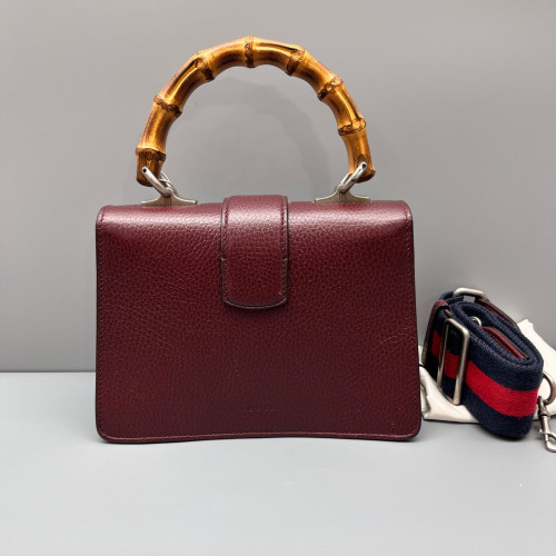 Gucci Crystal Mini Dioysus Bamboo Top Handle Bag Calfskin Burgundy