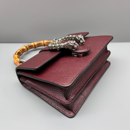 Gucci Crystal Mini Dioysus Bamboo Top Handle Bag Calfskin Burgundy