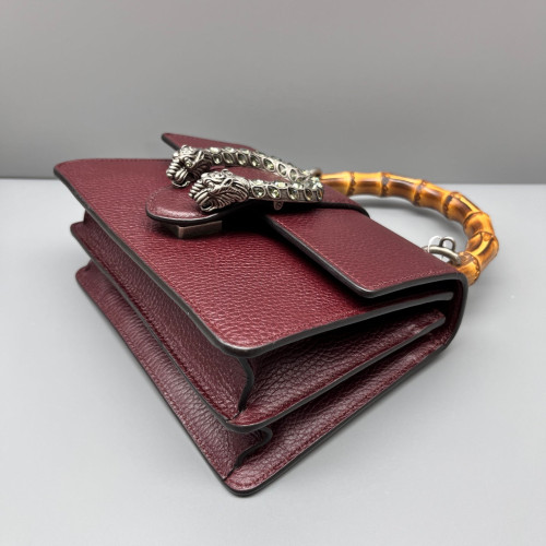 Gucci Crystal Mini Dioysus Bamboo Top Handle Bag Calfskin Burgundy