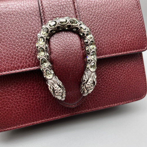 Gucci Crystal Mini Dioysus Bamboo Top Handle Bag Calfskin Burgundy