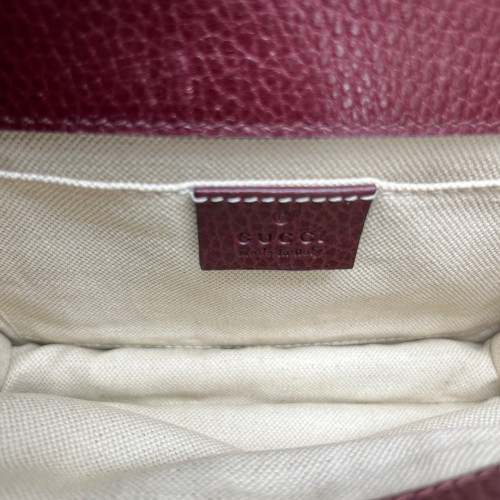 Gucci Crystal Mini Dioysus Bamboo Top Handle Bag Calfskin Burgundy