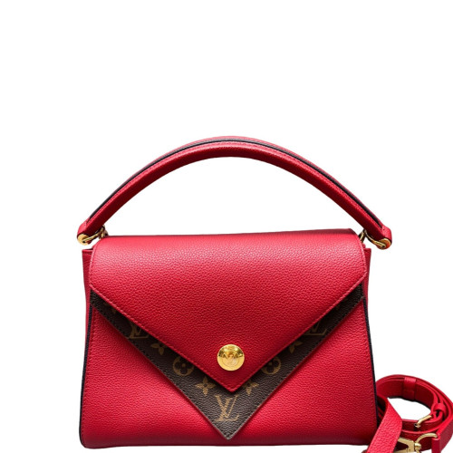 Louis Vuitton Double V Bag Monogram Taiga Brown Red