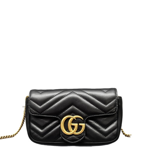 Gucci Matelasse Super Mini GG Marmont Calfskin Black